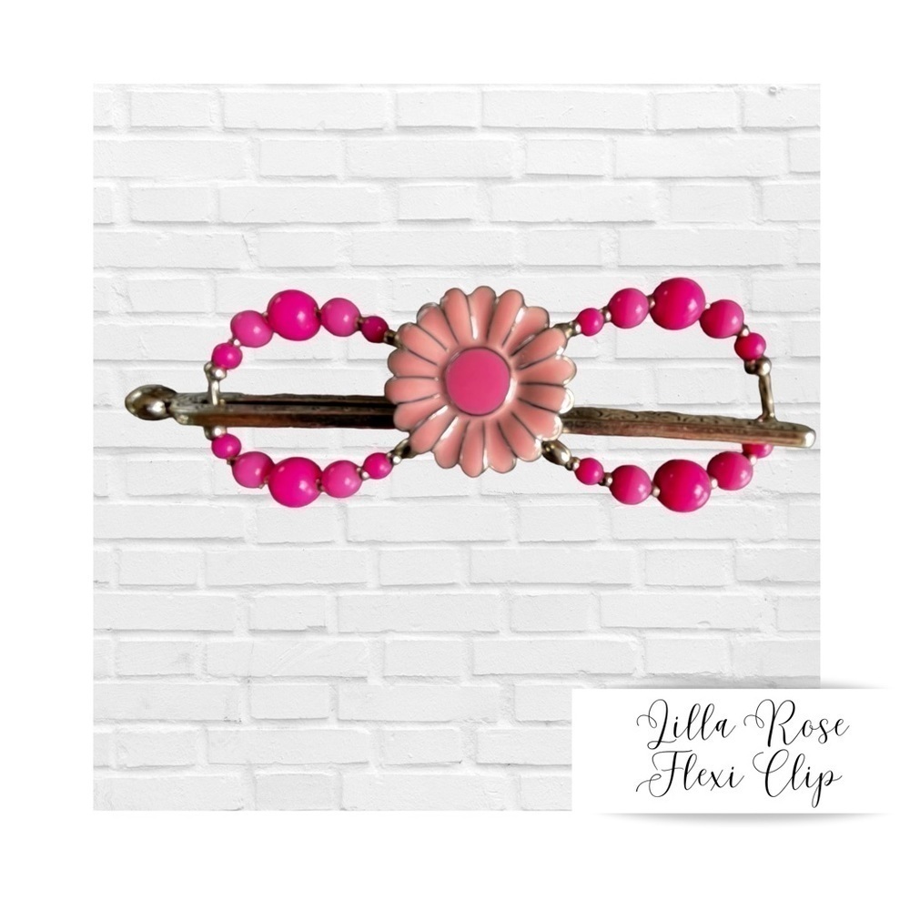 Lilla Rose Enamel Daisy Flexi Hair Accessory Barbie Feminine Girly Pink Floral